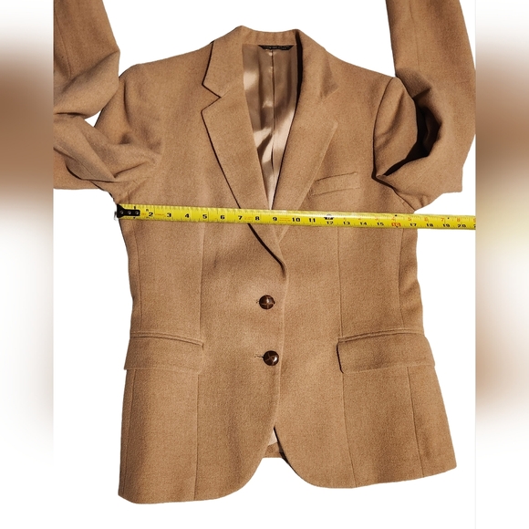 Vintage Camel Hair Tan Structured Blazer Oversized Womens S Quiet Luxury Neutral - Picture 10 of 11